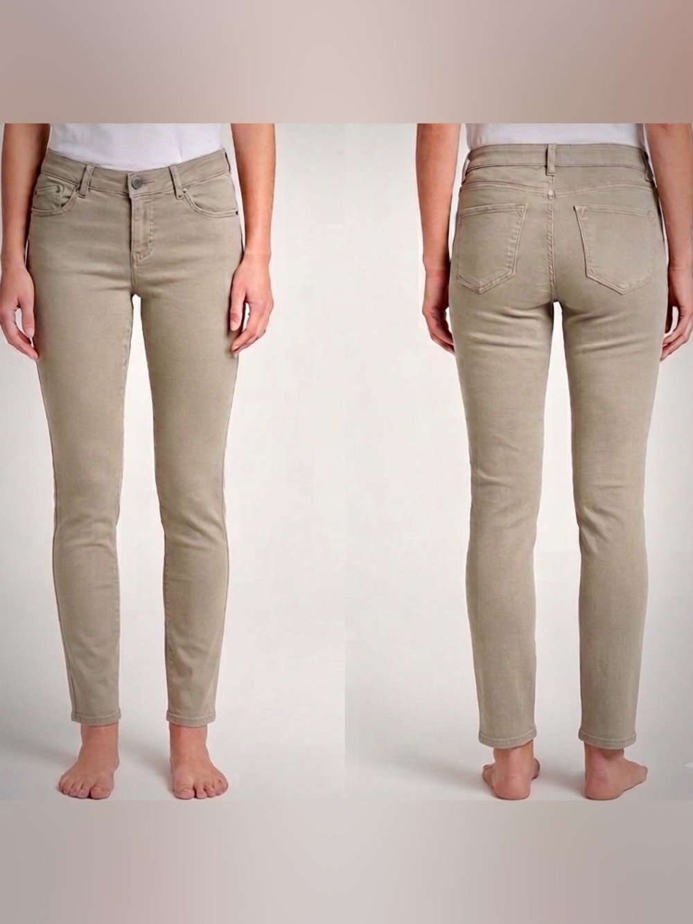 Wit & Wisdom AbSolution Mid-Rise Ankle Skinny Stretch Jeans Khaki Pants Size 8